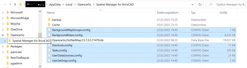 Screenshot Spatial Manager Config Files